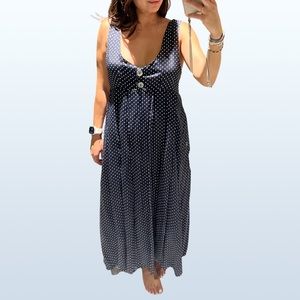 Vintage Express Compagnie Internationale Navy Polka Dot Dress, XSP